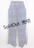 LISTEN FLAVOR / イナズマずっきゅん チェックジャージパンツ F BLUE CHECK Y-25-03-11-070-PU-PA-SZ-ZY