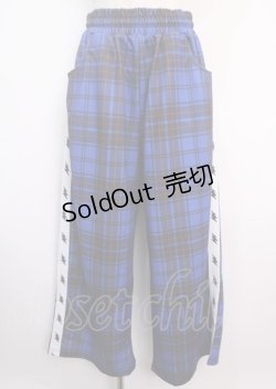 画像1: LISTEN FLAVOR / イナズマずっきゅん チェックジャージパンツ F BLUE CHECK Y-25-03-11-070-PU-PA-SZ-ZY