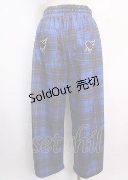 画像2: LISTEN FLAVOR / イナズマずっきゅん チェックジャージパンツ F BLUE CHECK Y-25-03-11-070-PU-PA-SZ-ZY