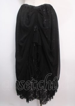 画像2: MARBLE / バッスルレース付きスカラップレースロングスカート  黒 Y-25-03-11-079-GO-SK-SZ-ZY