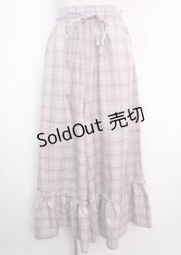 axes femme POETIQUE / 裾フリルチェックパンツ M ラベンダー Y-25-03-11-095-AX-PA-SZ-ZT173