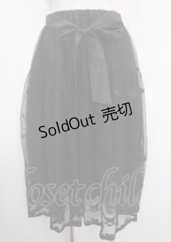 画像1: axes femme POETIQUE / リボンブーケレーススカート M 黒 Y-25-03-11-099-AX-SK-SZ-ZS