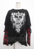 REFLEM / フェイクレイヤードチェックロンT F ブラック×レッド Y-25-03-11-020-PU-TO-SZ-ZY