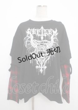 画像1: REFLEM / フェイクレイヤードチェックロンT F ブラック×レッド Y-25-03-11-020-PU-TO-SZ-ZY
