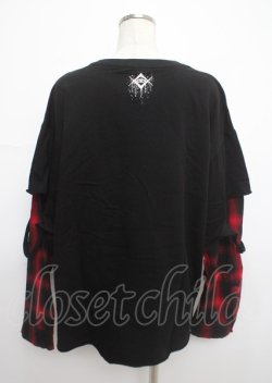 画像2: REFLEM / フェイクレイヤードチェックロンT F ブラック×レッド Y-25-03-11-020-PU-TO-SZ-ZY