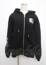 AdaNous / waffle zipup parker F ブラック Y-25-03-11-022-PU-TO-SZ-ZY