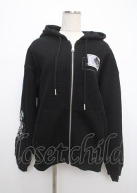 AdaNous / waffle zipup parker F ブラック Y-25-03-11-022-PU-TO-SZ-ZY