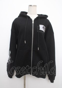 画像1: AdaNous / waffle zipup parker F ブラック Y-25-03-11-022-PU-TO-SZ-ZY