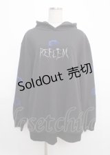 REFLEM / ローズプリントパーカー/プルオーバーパーカー フーディー F ブラック×ブルー Y-25-03-11-026-PU-TO-SZ-ZT203