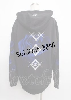 画像2: REFLEM / ローズプリントパーカー/プルオーバーパーカー フーディー F ブラック×ブルー Y-25-03-11-026-PU-TO-SZ-ZT203