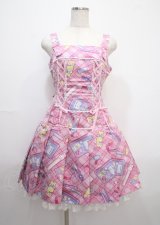 Angelic Pretty / Fancy Stationeryローウエストジャンパースカート  ピンク Y-25-03-11-037-AP-OP-SZ-ZY