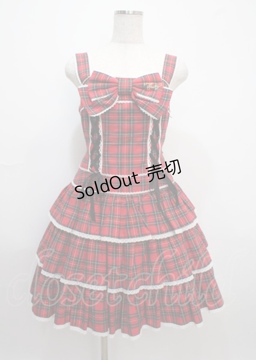 画像1: Angelic Pretty / Fancyタータンチェックジャンパースカート  赤 Y-25-03-11-039-AP-OP-SZ-ZY (1)
