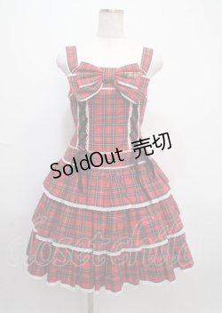画像1: Angelic Pretty / Fancyタータンチェックジャンパースカート  赤 Y-25-03-11-039-AP-OP-SZ-ZY