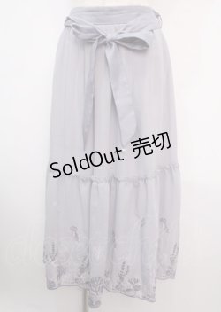 画像1: axes femme / マリンフラワー裾刺繍スカート  ラベンダー Y-25-03-14-053-AX-SK-SZ-OS