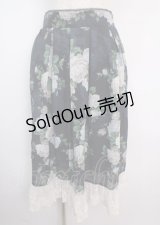 axes femme / ラフィネローズ柄タックスカート  紺 Y-25-03-14-061-AX-SK-SZ-ZY