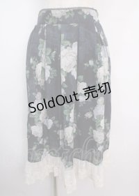 axes femme / ラフィネローズ柄タックスカート  紺 Y-25-03-14-061-AX-SK-SZ-ZY