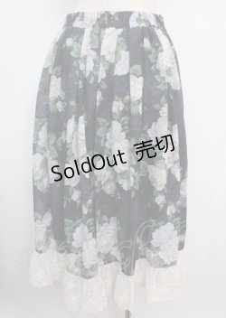 画像2: axes femme / ラフィネローズ柄タックスカート  紺 Y-25-03-14-061-AX-SK-SZ-ZY