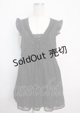 axes femme / シフォンチェックノースリワンピース M 黒 Y-25-03-14-072-AX-OP-SZ-ZY