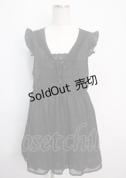 画像1: axes femme / シフォンチェックノースリワンピース M 黒 Y-25-03-14-072-AX-OP-SZ-ZY