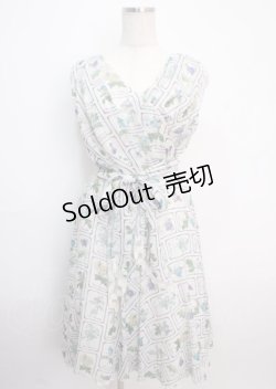 画像1: axes femme / スカーフ付き植物図鑑ワンピース  白 Y-25-03-14-074-AX-OP-SZ-OS