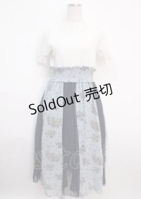 axes femme / 切替えスカートドッキングワンピース  サックス Y-25-03-14-081-AX-OP-SZ-OS