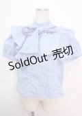 axes femme POETIQUE / ロゴ刺繍ボウタイブラウス M サックス Y-25-03-14-009-AX-BL-SZ-OS