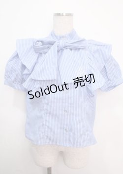 画像1: axes femme POETIQUE / ロゴ刺繍ボウタイブラウス M サックス Y-25-03-14-009-AX-BL-SZ-OS