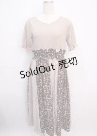 axes femme / レース×柄切換ドッキングワンピース  ベージュ Y-25-03-14-091-AX-OP-SZ-OS