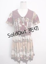 axes femme / 花柄ワンピース M ワイン Y-25-03-14-093-AX-OP-SZ-OS