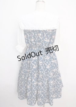 画像2: axes femme POETIQUE / リボンフラワーチェック柄ワンピース  ブルー Y-25-03-14-095-AX-OP-SZ-OS