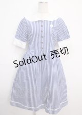 axes femme POETIQUE / マリンストライプシャツワンピース M ブルー Y-25-03-14-101-AX-OP-SZ-OS