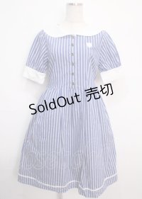 axes femme POETIQUE / マリンストライプシャツワンピース M ブルー Y-25-03-14-101-AX-OP-SZ-OS