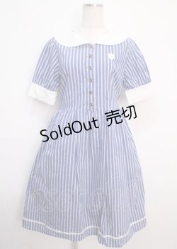 画像1: axes femme POETIQUE / マリンストライプシャツワンピース M ブルー Y-25-03-14-101-AX-OP-SZ-OS
