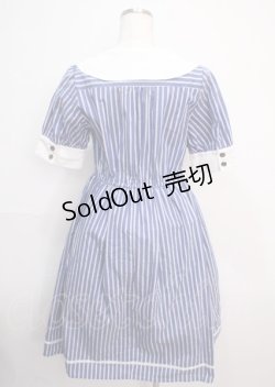 画像2: axes femme POETIQUE / マリンストライプシャツワンピース M ブルー Y-25-03-14-101-AX-OP-SZ-OS