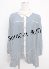 axes femme / 裾刺繍チュニック M ブルー Y-25-03-14-107-AX-TO-SZ-ZY