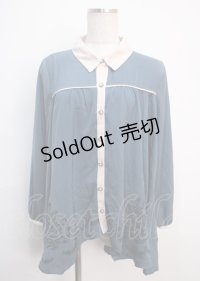 axes femme / 裾刺繍チュニック M ブルー Y-25-03-14-107-AX-TO-SZ-ZY