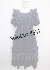 axes femme / ハシゴレース×袖バラ刺繍ワンピース F 紺 Y-25-03-14-109-AX-OP-SZ-OS