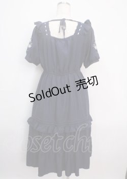 画像2: axes femme / ハシゴレース×袖バラ刺繍ワンピース F 紺 Y-25-03-14-109-AX-OP-SZ-OS
