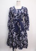 axes femme / 桜柄ティアードワンピース M 紺 Y-25-03-14-110-AX-OP-SZ-OS
