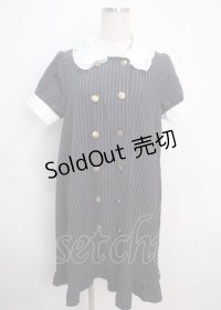 axes femme POETIQUE / メッセージリボン半袖ワンピース  紺 Y-25-03-14-111-AX-OP-SZ-OS
