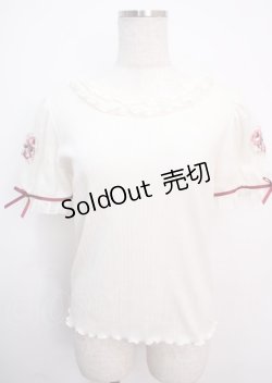 画像1: axes femme POETIQUE / バラ刺繍カットプルオーバー  白 Y-25-03-14-017-AX-TO-SZ-OS