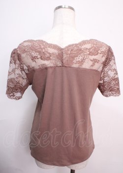 画像2: axes femme / デコルテレース半袖インナー  モカ Y-25-03-14-025-AX-TO-SZ-OS