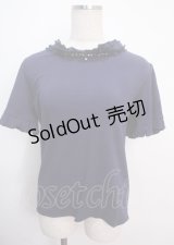 axes femme / 吸水速乾フリルビジュープルオーバー  紺 Y-25-03-14-029-AX-TO-SZ-OS