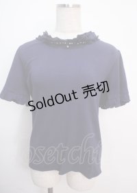 axes femme / 吸水速乾フリルビジュープルオーバー  紺 Y-25-03-14-029-AX-TO-SZ-OS