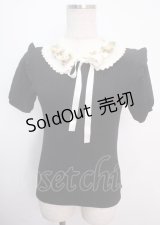 axes femme POETIQUE / フラワーリボン刺繍襟プルオーバー  黒 Y-25-03-14-032-AX-TO-SZ-OS