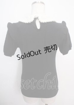 画像2: axes femme POETIQUE / フラワーリボン刺繍襟プルオーバー  黒 Y-25-03-14-032-AX-TO-SZ-OS