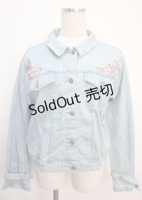 axes femme / 花刺繍ストレッチデニムジャケット L ウォッシュ Y-25-03-14-035-AX-JA-SZ-OS