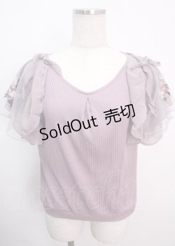 画像1: axes femme / チュール刺繍フレア袖リブプルオーバー  ラベンダー Y-25-03-14-037-AX-TO-SZ-OS