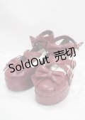 axes femme kawaii / リボンスカラップ配色シューズ M ワイン Y-25-03-17-037-AX-SH-SZ-ZY