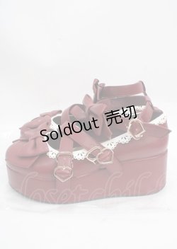 画像2: axes femme kawaii / リボンスカラップ配色シューズ M ワイン Y-25-03-17-037-AX-SH-SZ-ZY